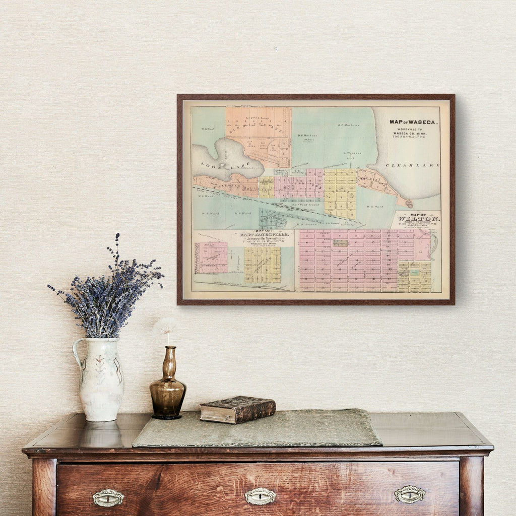 Vintage Map of Janesville, Minnesota 1874