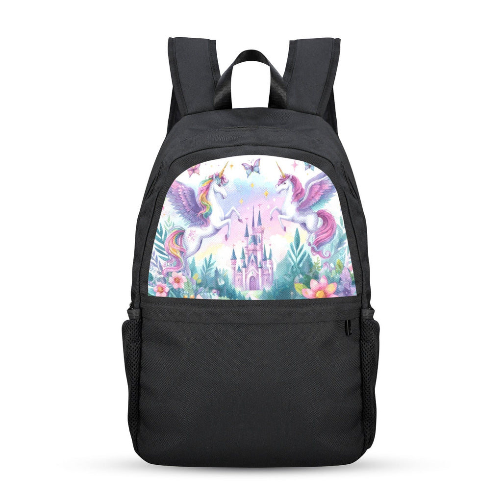 Purple Unicorns and Castle School Backpack | Upper Part Printing