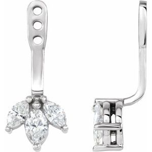 Platinum 1/5 CTW Natural Diamond Cluster Front-Back Earring Jackets