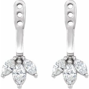 Platinum 1/5 CTW Natural Diamond Cluster Front-Back Earring Jackets – image 2