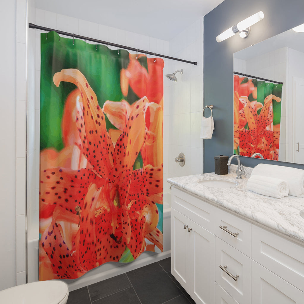 Orange Tiger Lily Shower Curtain