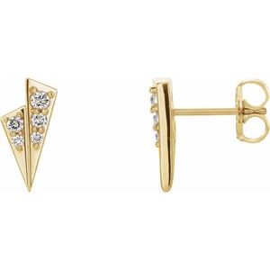14K Yellow Gold 1/6 CTW Natural Diamond Geometric Earrings