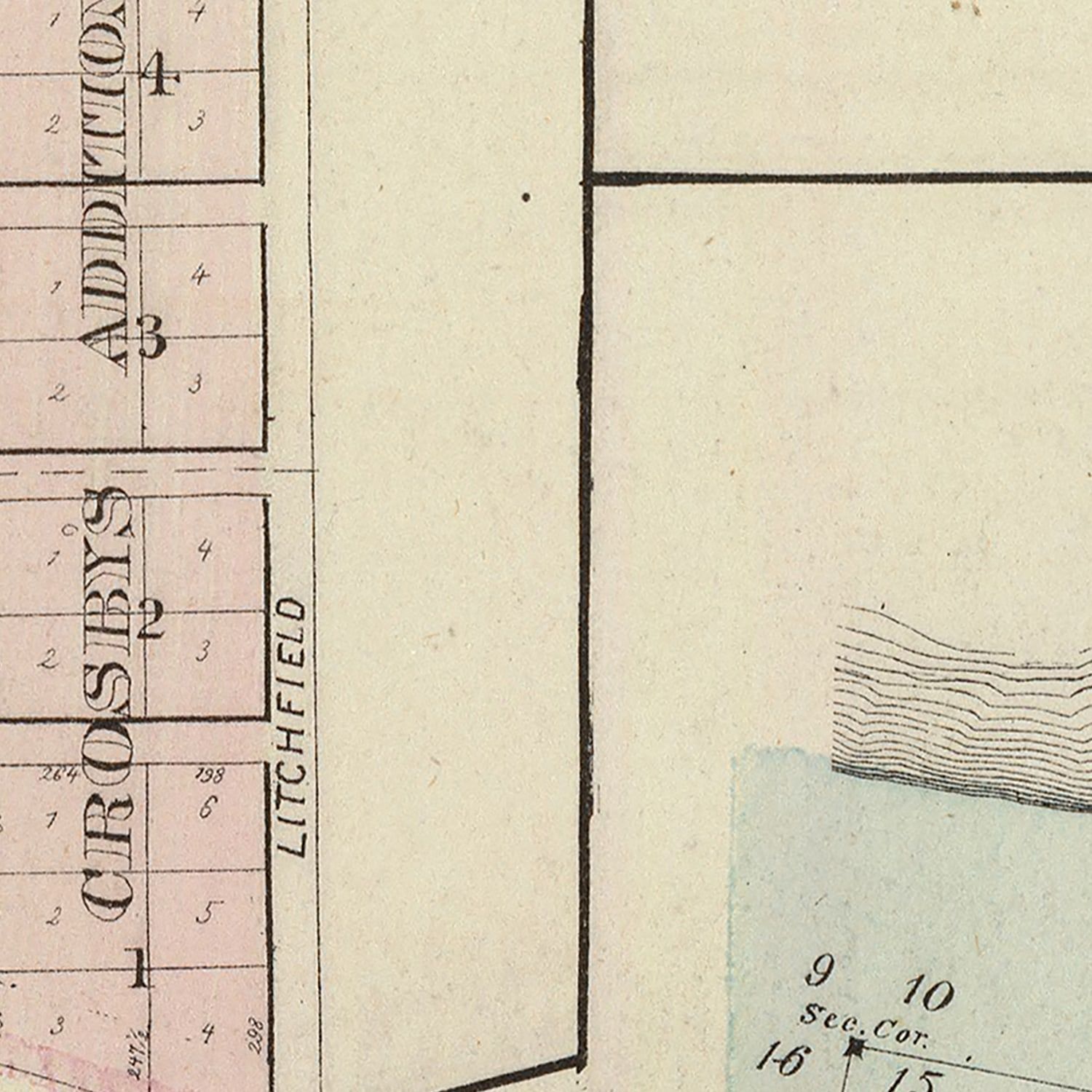 Vintage Map of Litchfield, Minnesota 1874