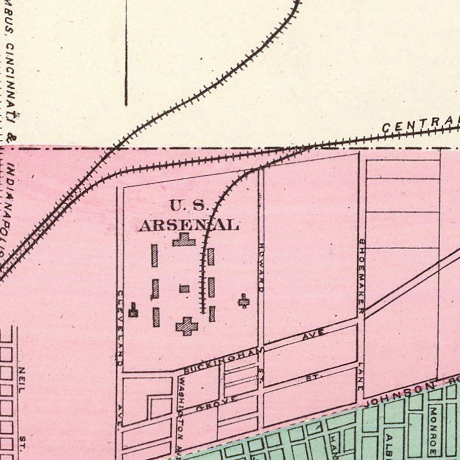 Vintage Map of Columbus, Ohio 1872