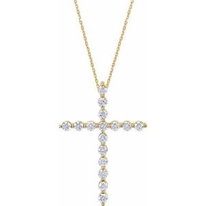 14K Yellow Gold 1/4 CTW Natural Diamond Cross 18" Necklace