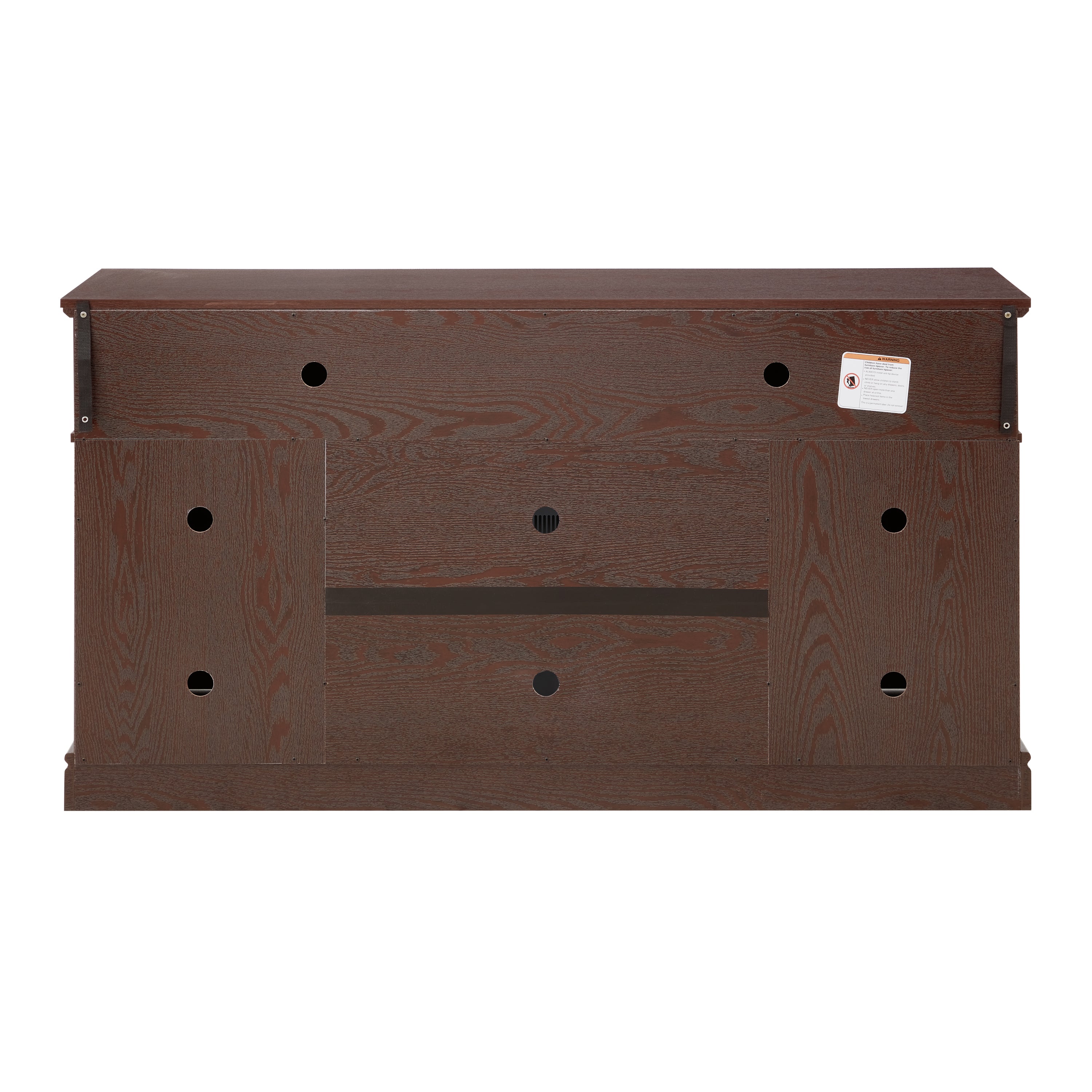 Embossed Pattern TV Stand with 23' fireplace insert,, TV and Media Console with Open and Closed Storage Space and sliding door for Living Room & Bedroom, Dark Cherry, 58.27'W*15.35'W*31.7H