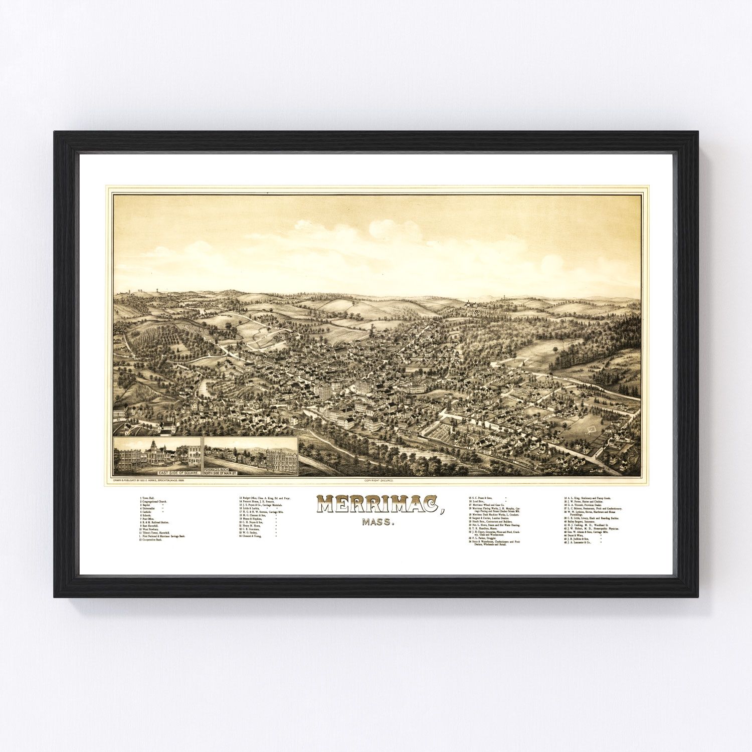 Vintage Map of Merrimac, Massachusetts 1889
