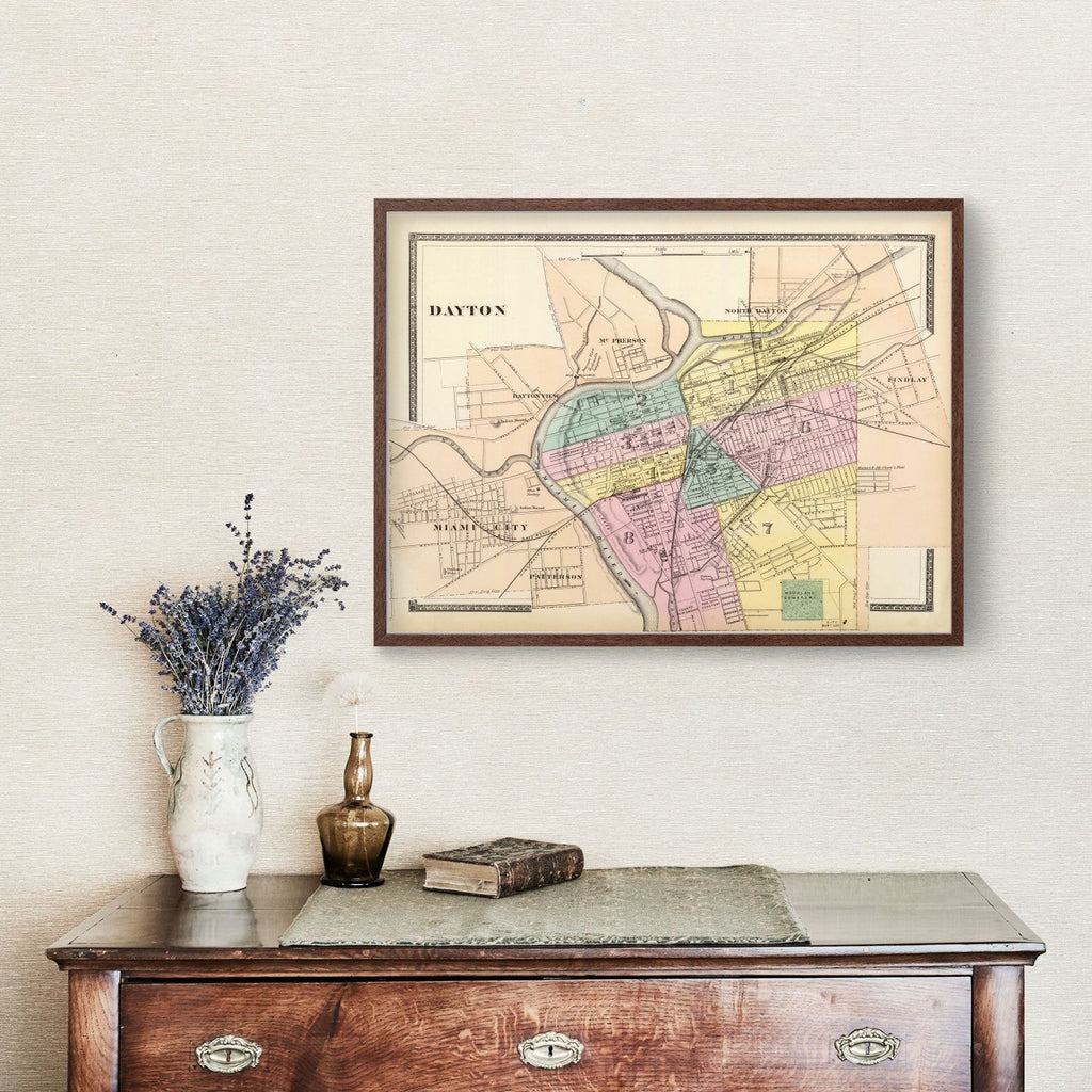 Vintage Map of Dayton, Ohio 1872