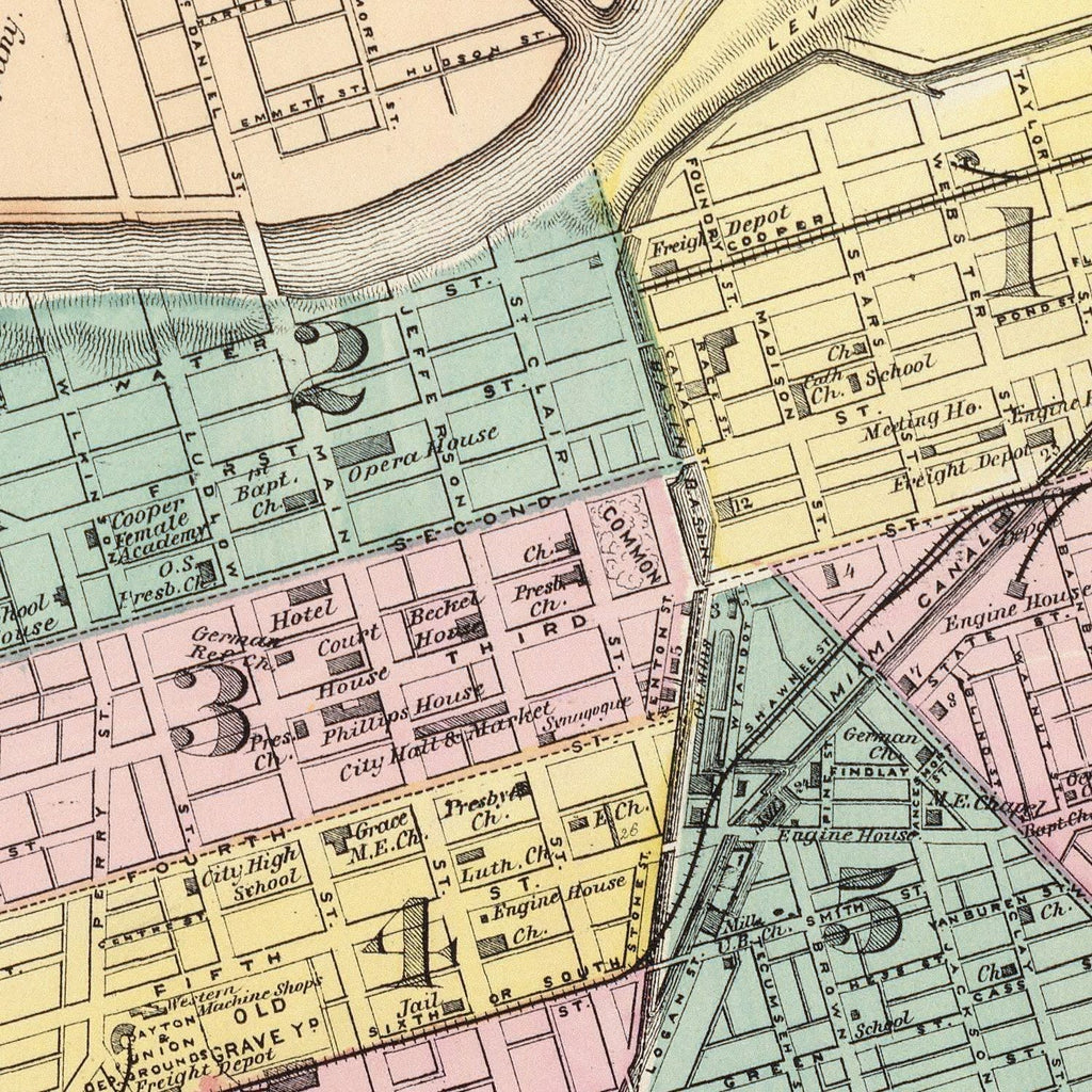 Vintage Map of Dayton, Ohio 1872