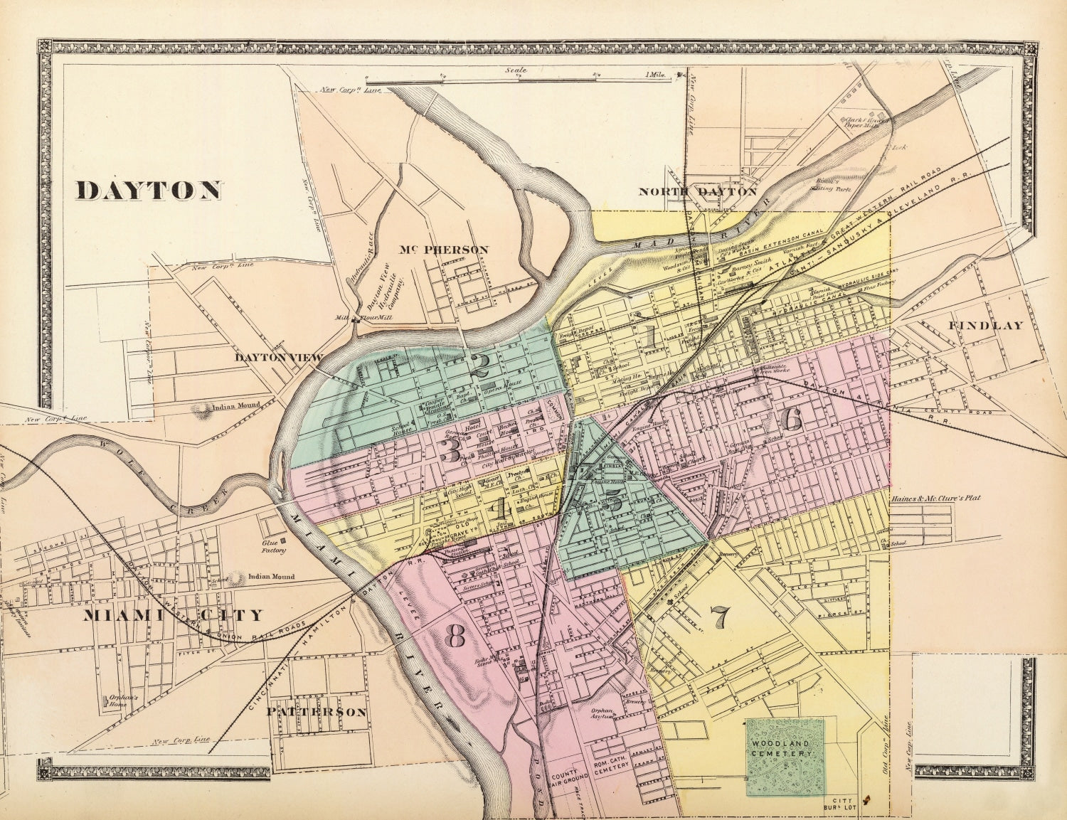 Vintage Map of Dayton, Ohio 1872