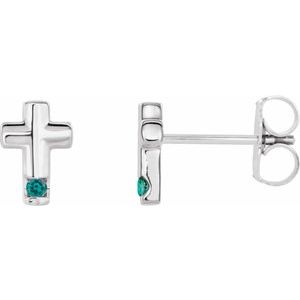 Platinum Natural Alexandrite Cross Earrings