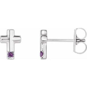 Sterling Silver Natural Alexandrite Cross Earrings – image 3