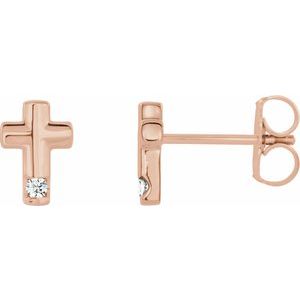 14K Rose Gold .03 CTW Natural Diamond Cross Earrings