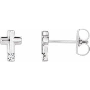 Platinum .03 CTW Natural Diamond Cross Earrings
