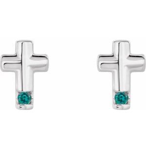 Platinum Natural Alexandrite Cross Earrings – image 2
