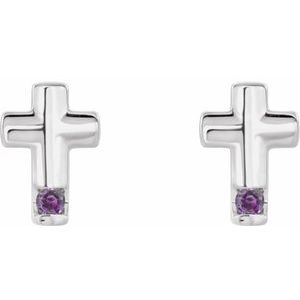 Platinum Natural Alexandrite Cross Earrings – image 4