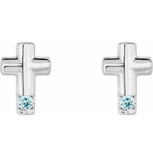 Sterling Silver Natural Aquamarine Cross Earrings – image 2
