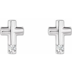 Sterling Silver .03 CTW Natural Diamond Cross Earrings – image 2