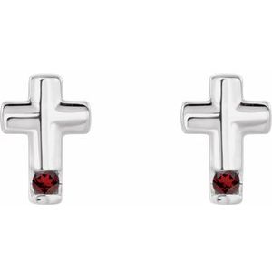 Platinum Natural Mozambique Garnet Cross Earrings – image 2