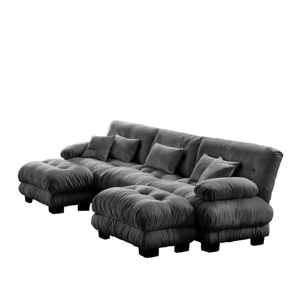 Luxury Modular Sectional Sofa Couch - Oversized U Shaped Cloud Couch for Living Room,Deep Seat Sofa Couch with 2 Ottomans ,Chenille Gray