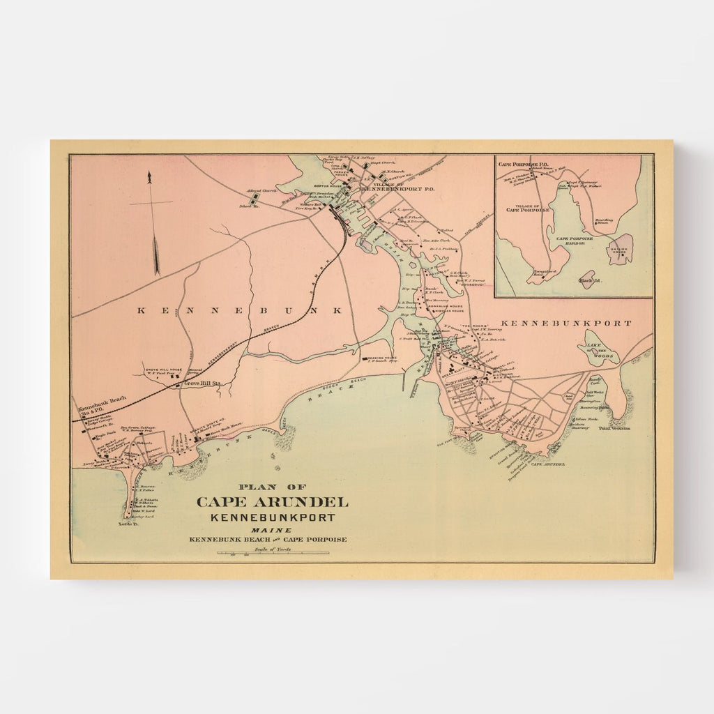 Vintage Map of Cape Porpoise, Maine 1894