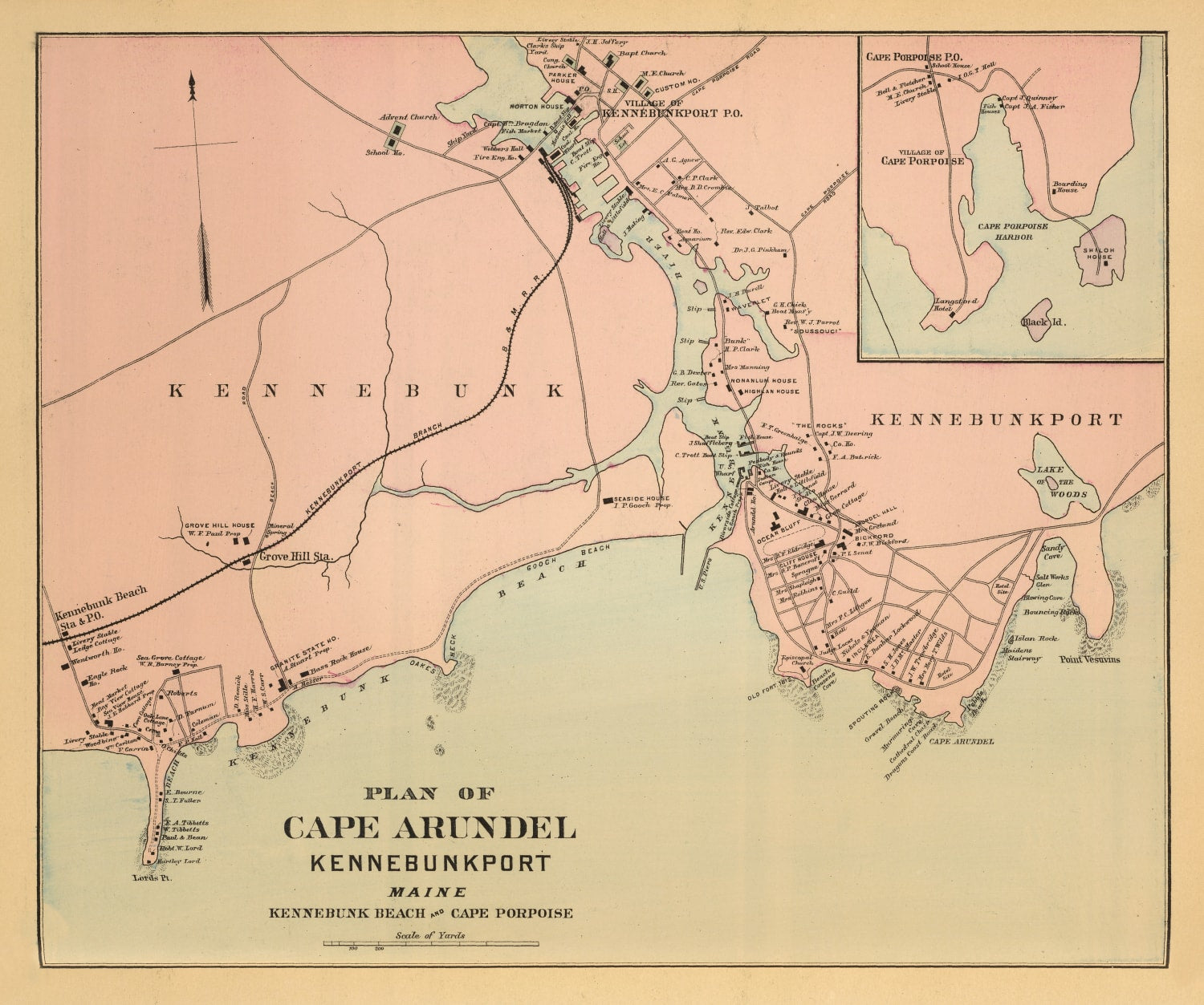 Vintage Map of Cape Porpoise, Maine 1894