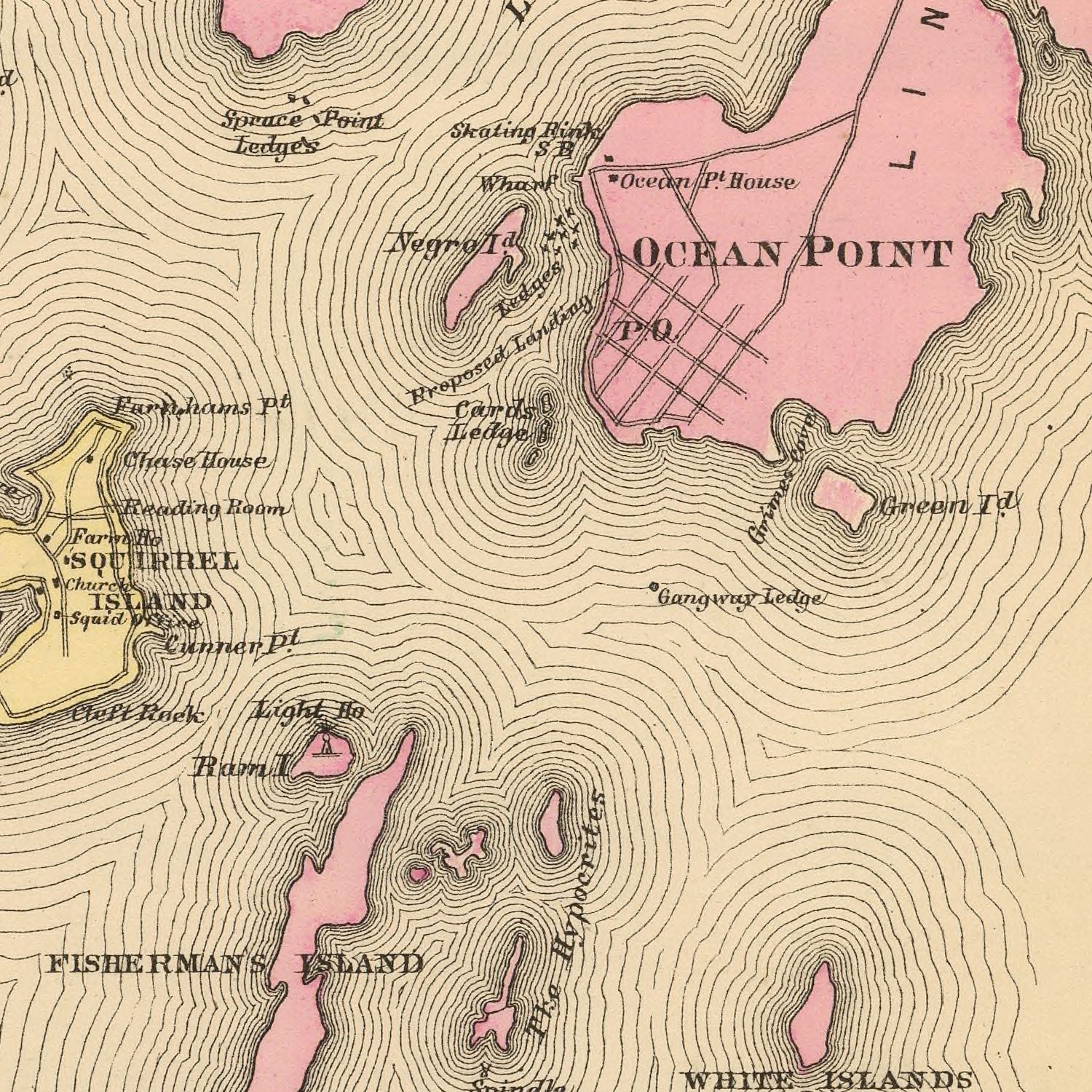 Vintage Map of Boothbay, Maine 1894