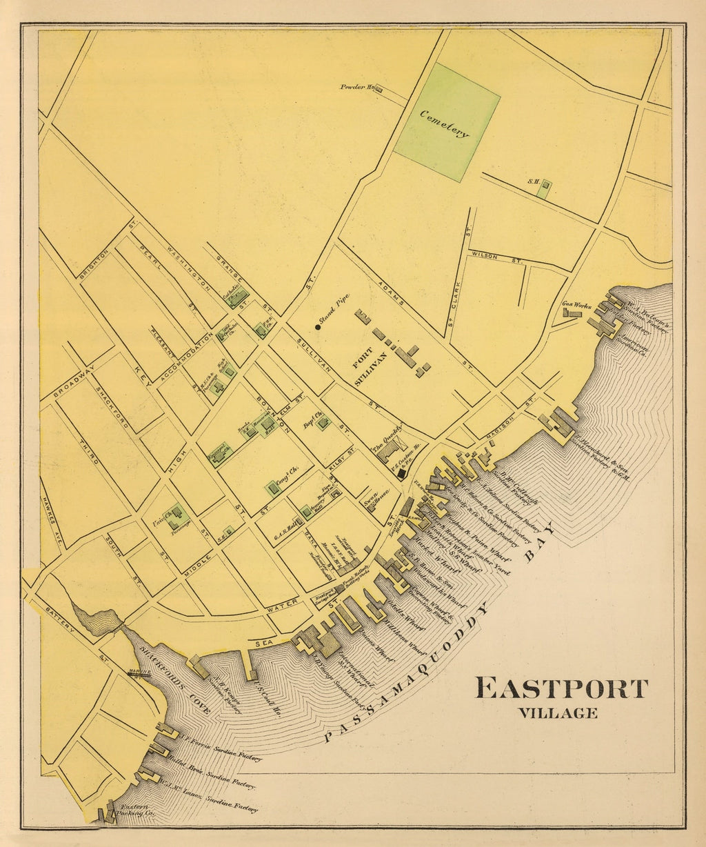 Vintage Map of Eastport, Maine 1894