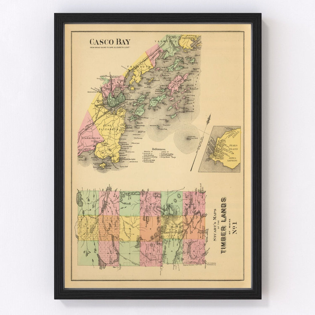 Vintage Map of Casco Bay, Maine 1894