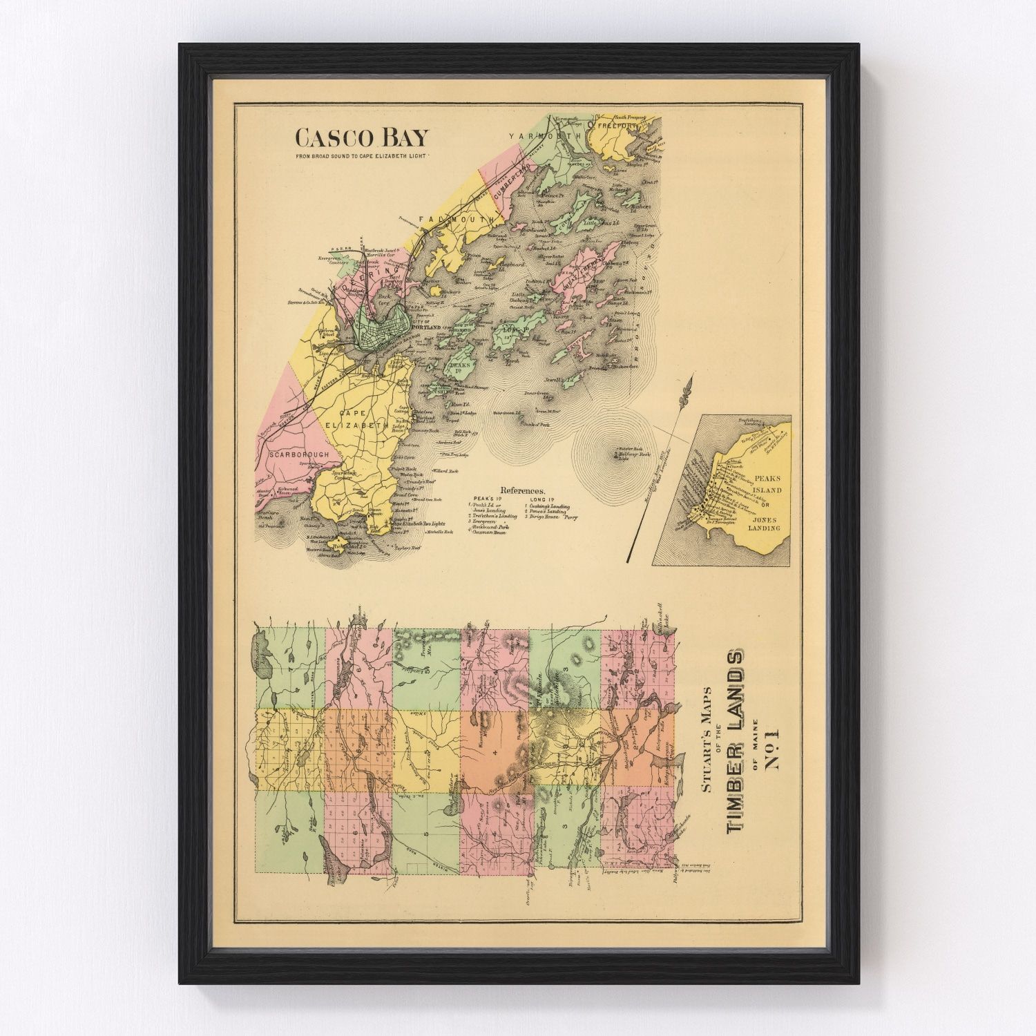 Vintage Map of Casco Bay, Maine 1894