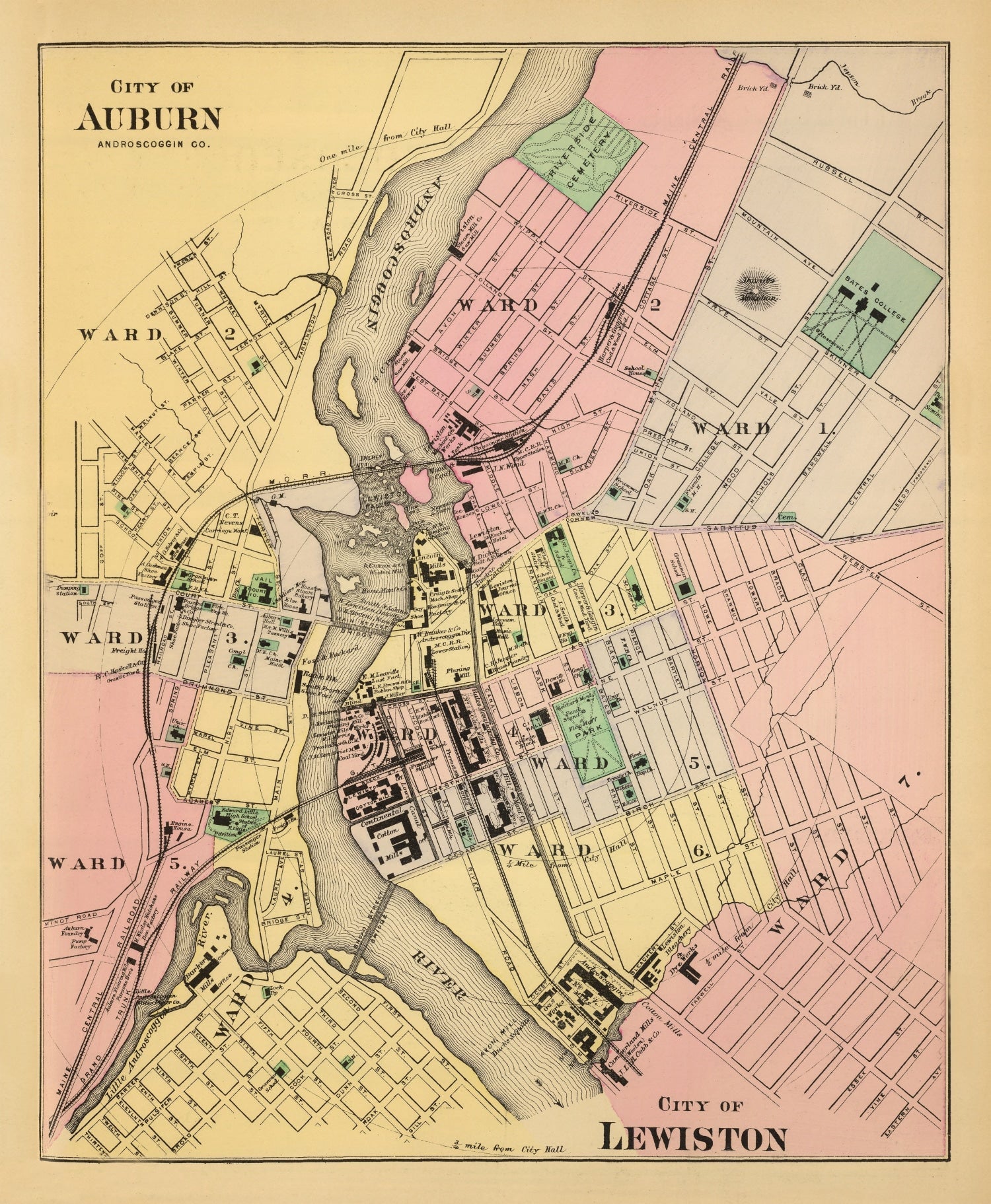 Vintage Map of Auburn, Maine 1894