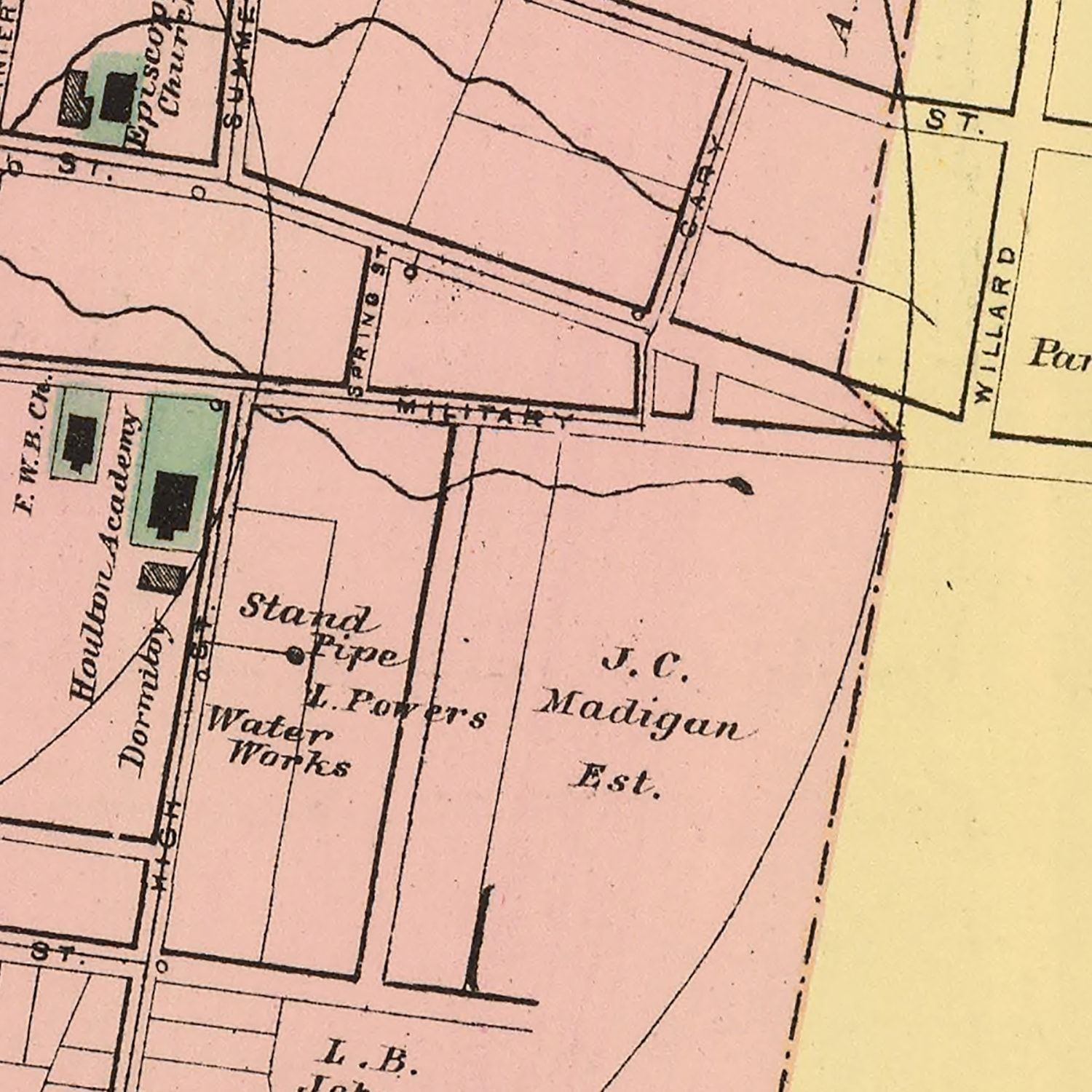 Vintage Map of Houlton, Maine 1894