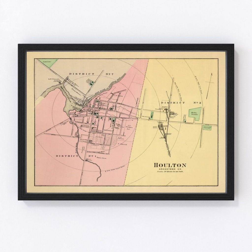 Vintage Map of Houlton, Maine 1894