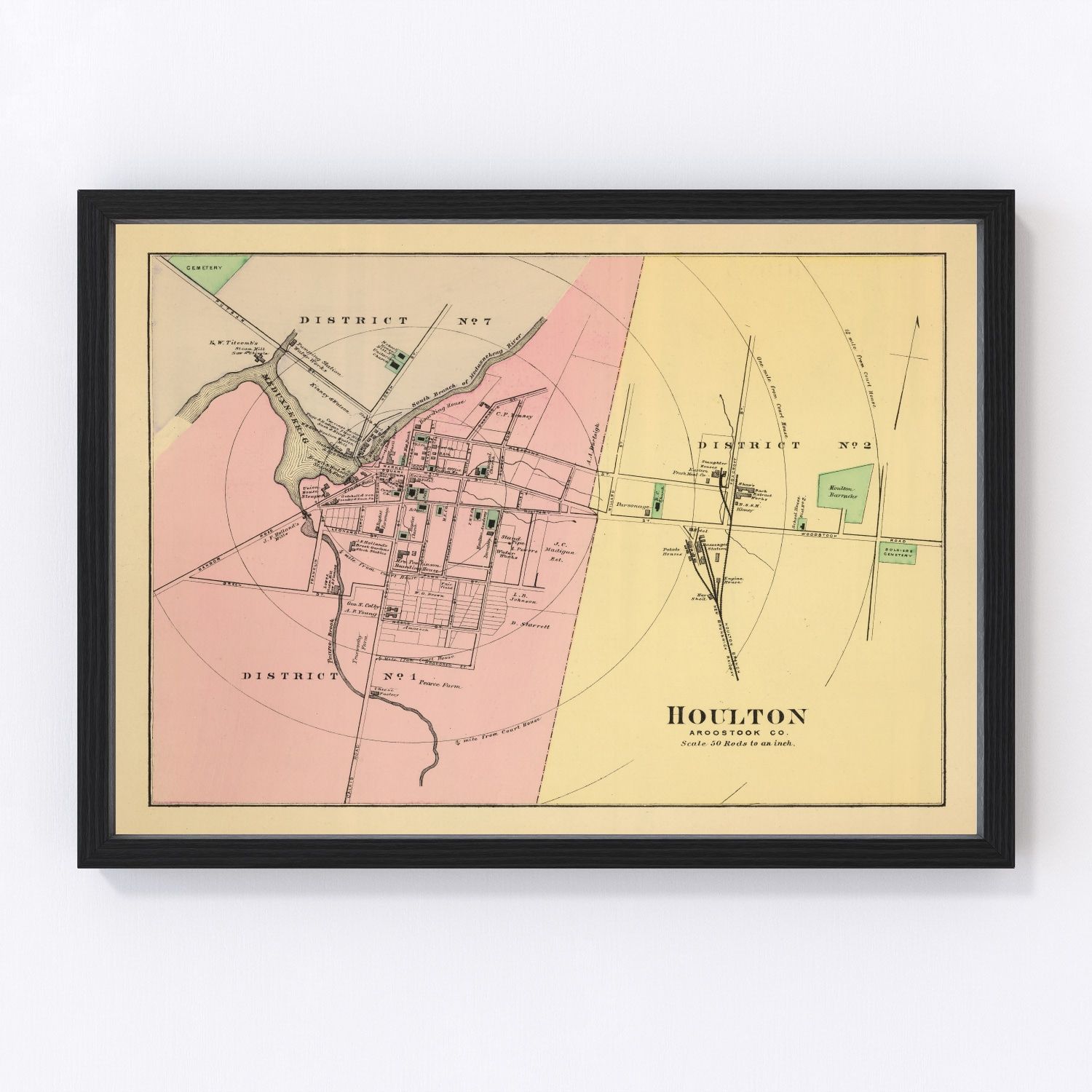Vintage Map of Houlton, Maine 1894
