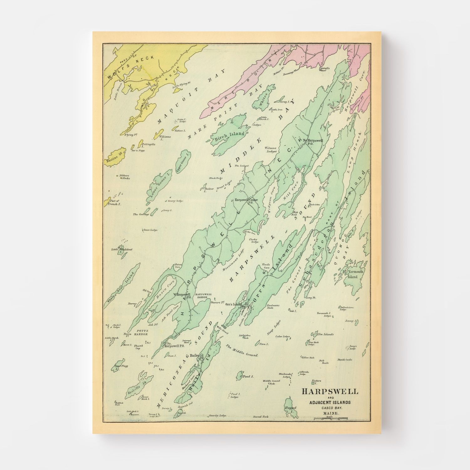 Vintage Map of Harpswell, Maine 1894