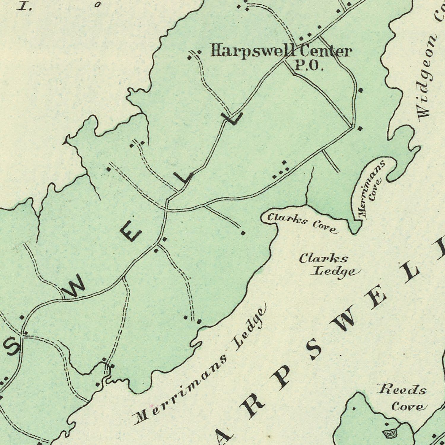 Vintage Map of Harpswell, Maine 1894