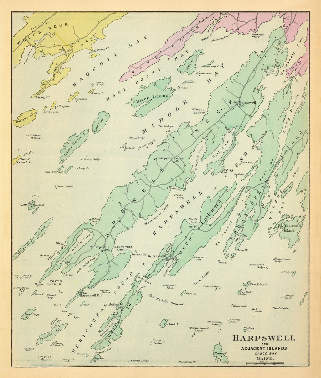 Vintage Map of Harpswell, Maine 1894