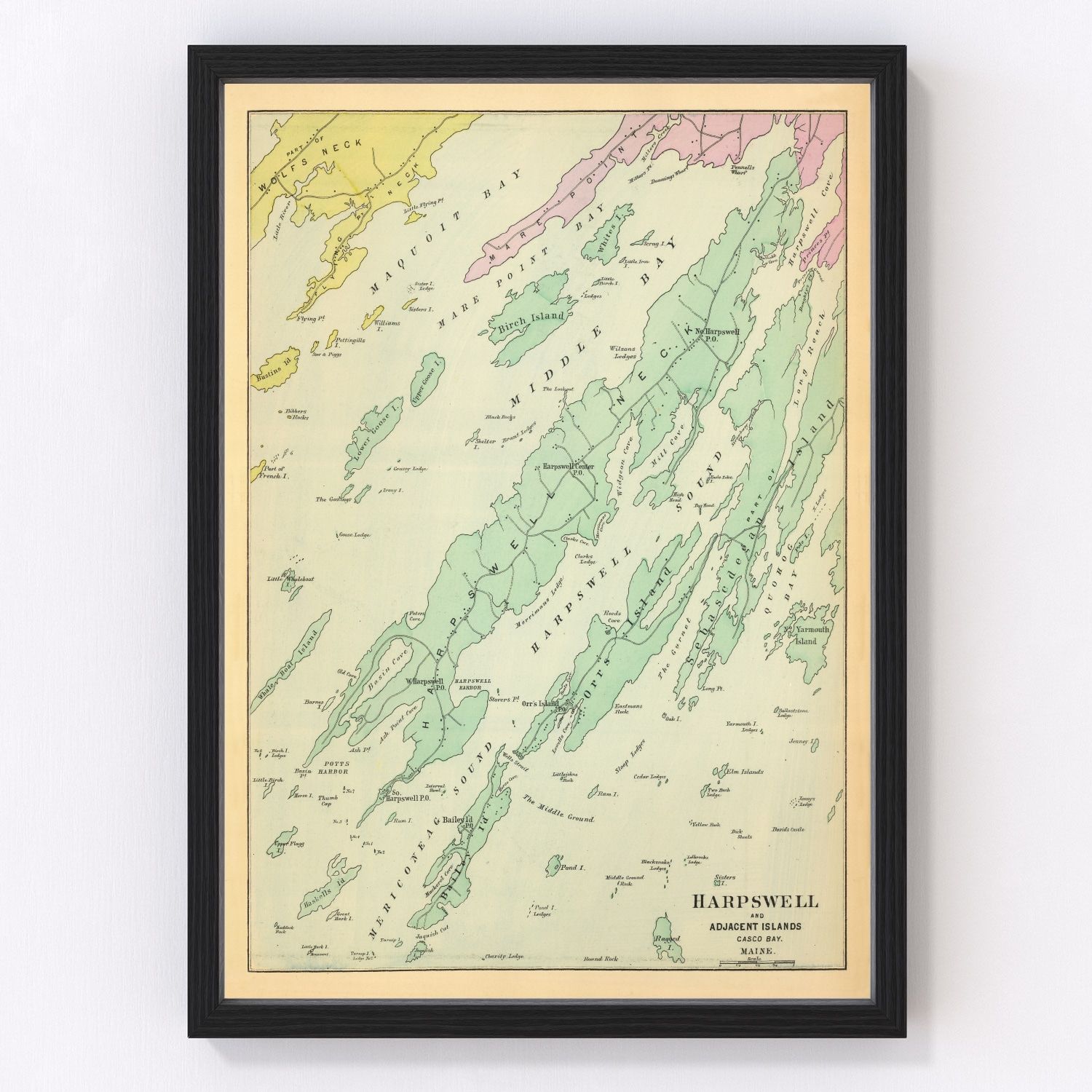 Vintage Map of Harpswell, Maine 1894