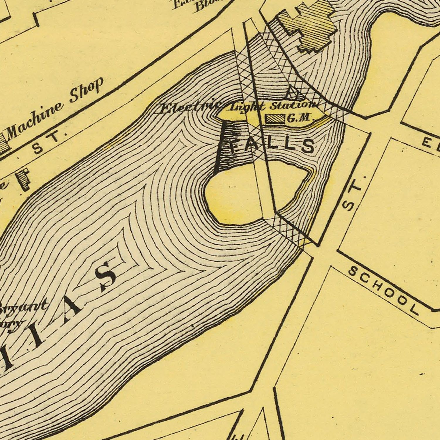 Vintage Map of Machias, Maine 1894