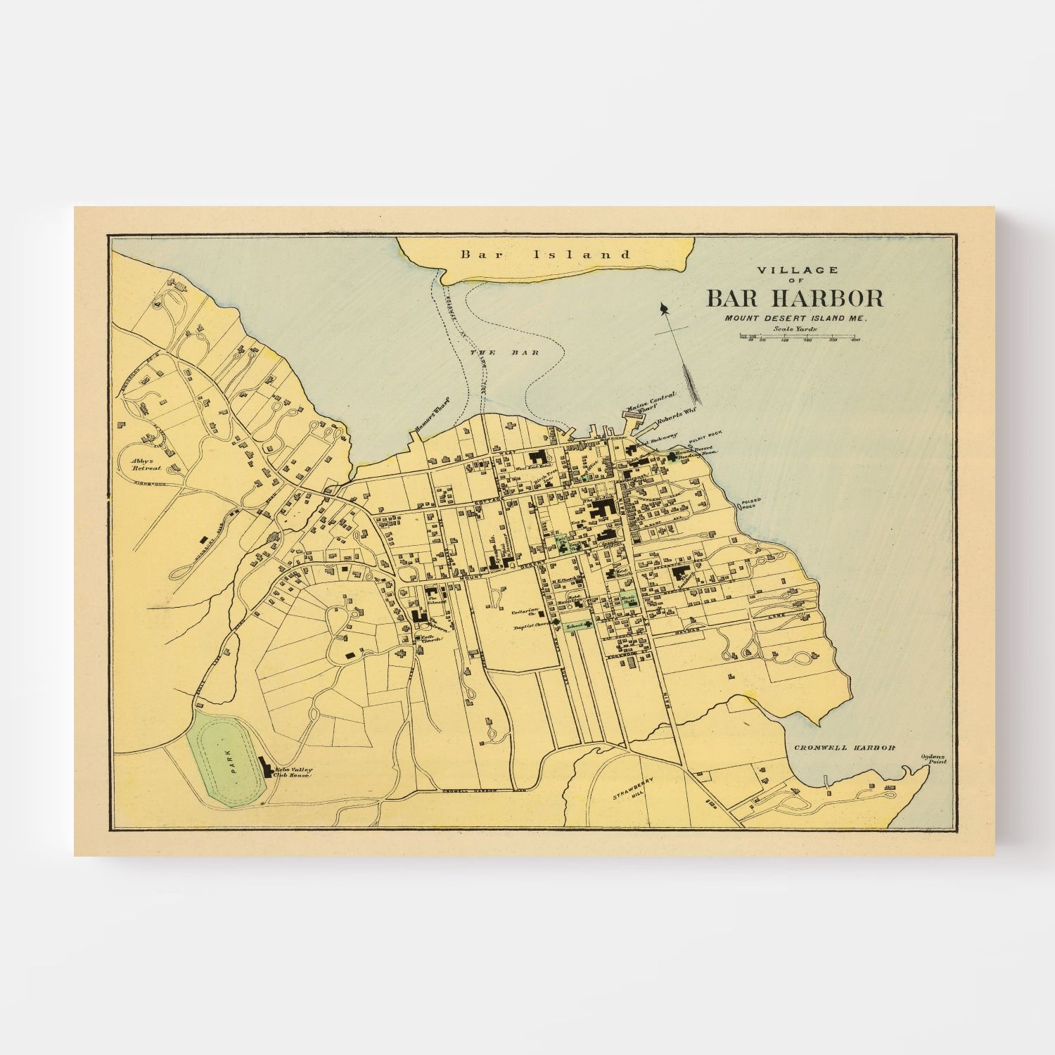 Vintage Map of Bar Harbor, Maine 1894