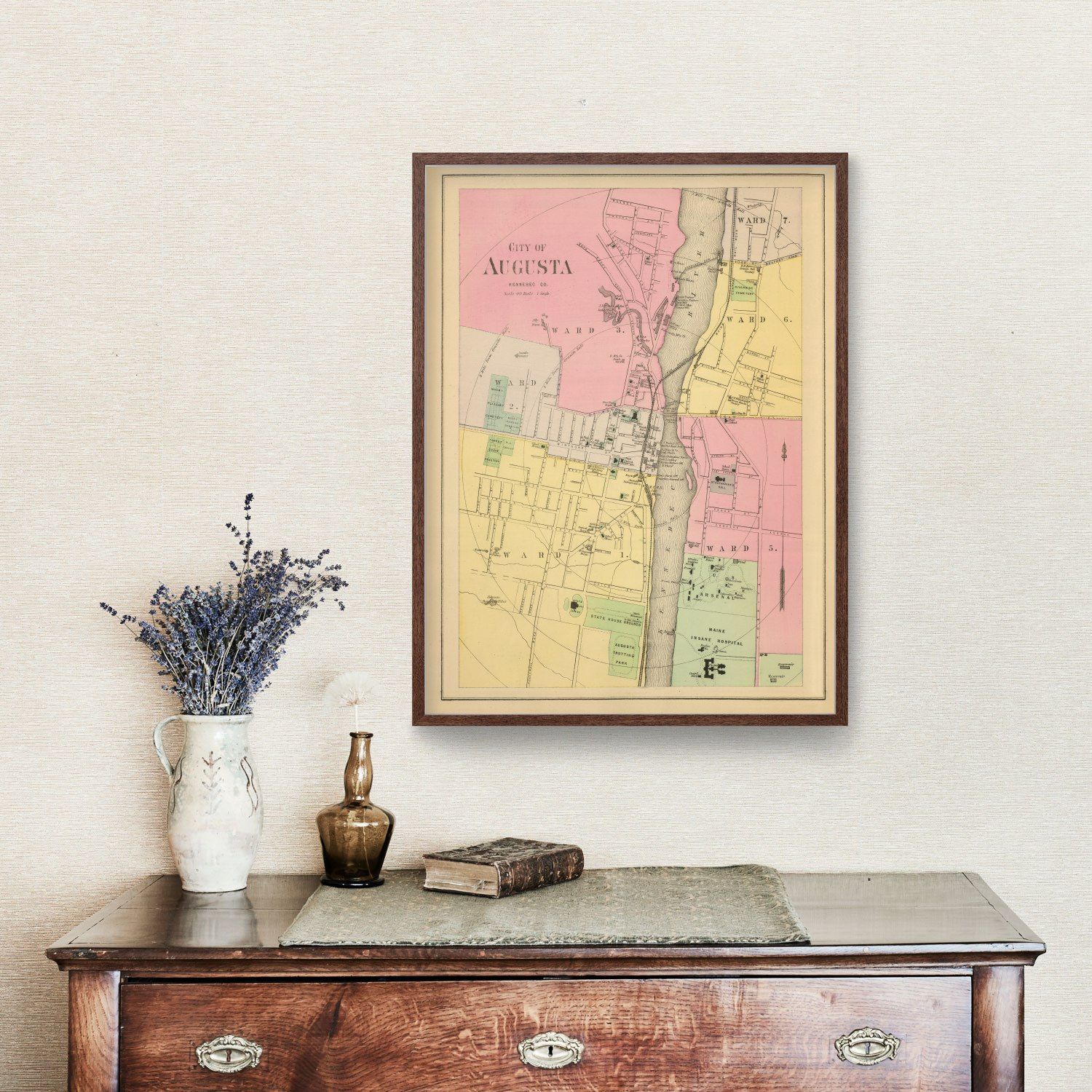 Vintage Map of Augusta, Maine 1894