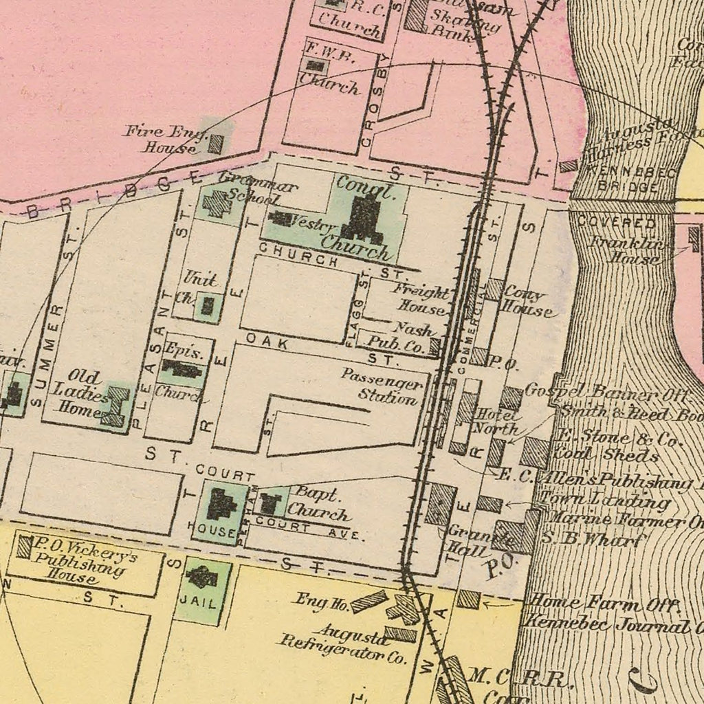 Vintage Map of Augusta, Maine 1894