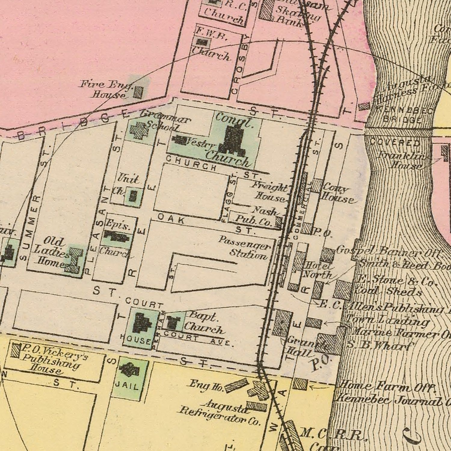 Vintage Map of Augusta, Maine 1894
