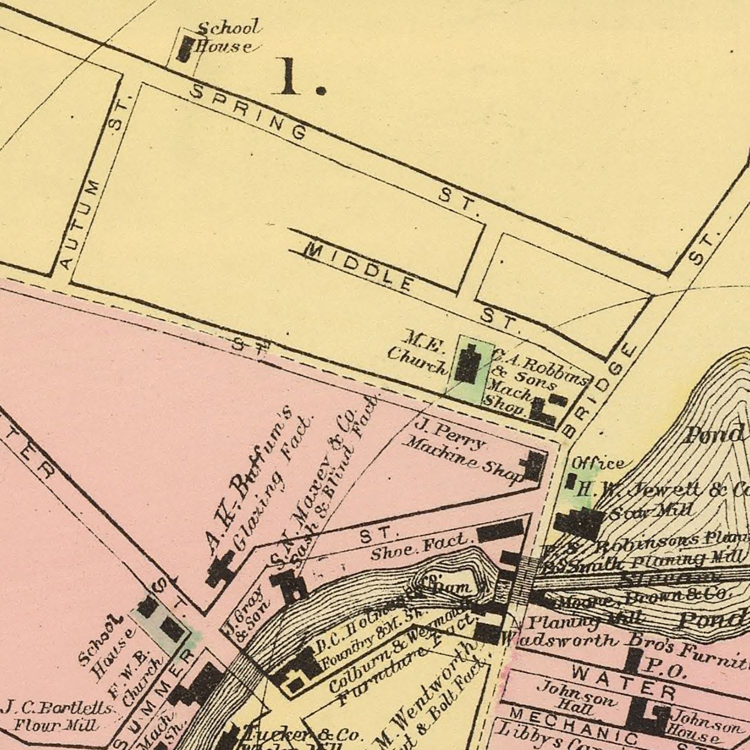 Vintage Map of Gardiner, Maine 1894