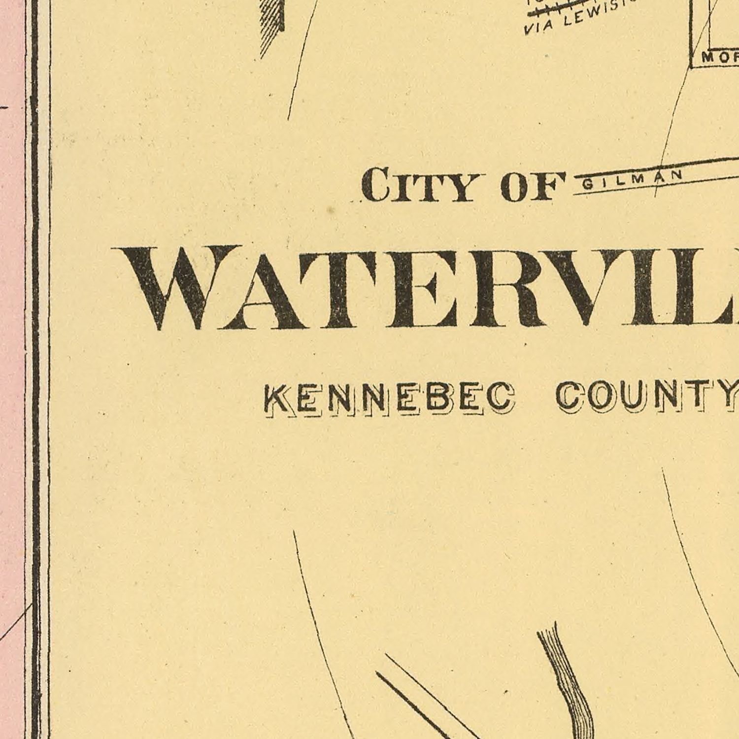 Vintage Map of Hallowell, Maine 1894