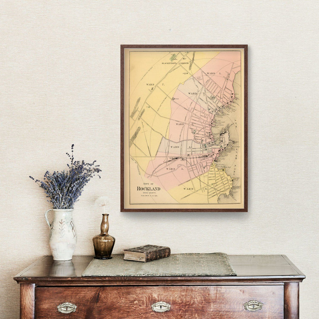 Vintage Map of Rockland, Maine 1894
