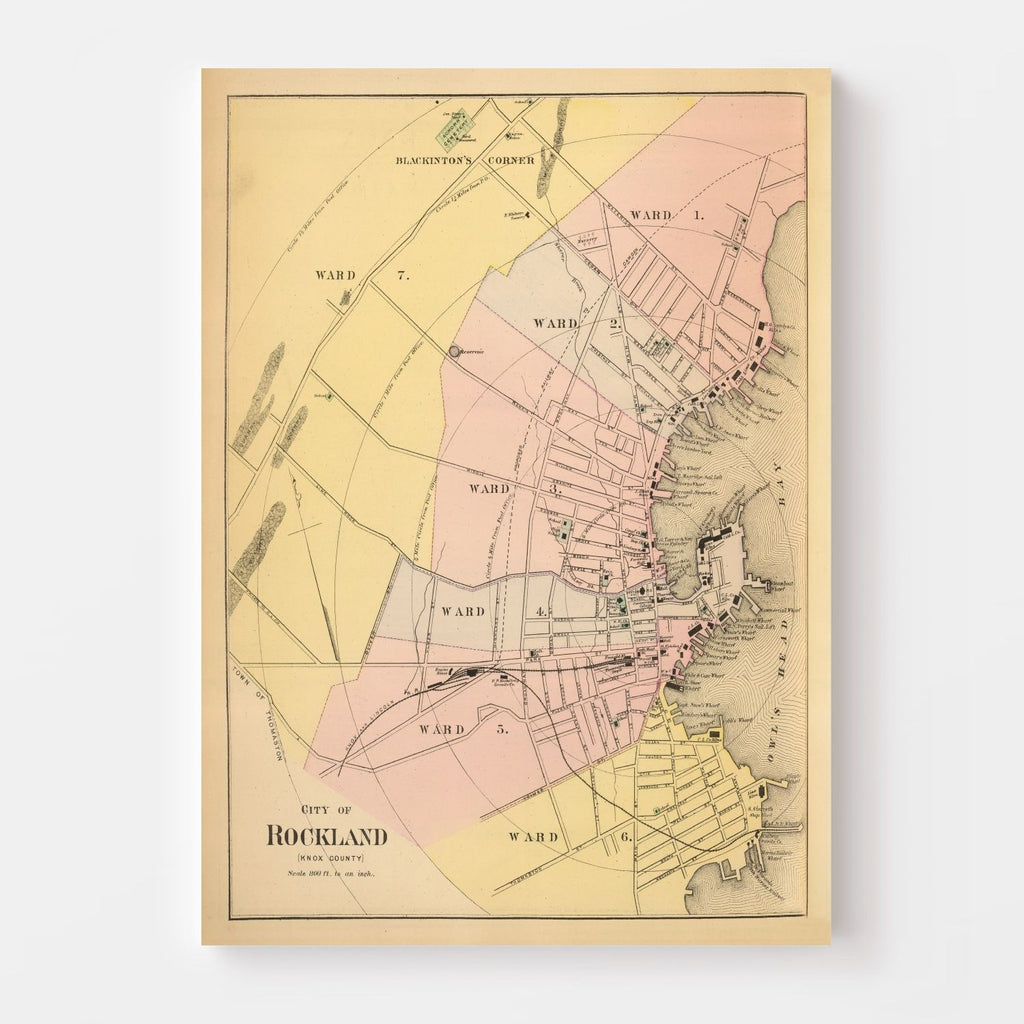 Vintage Map of Rockland, Maine 1894