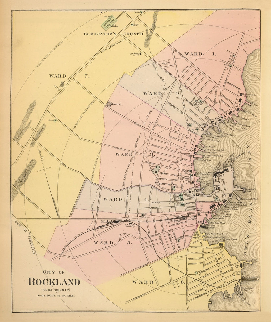Vintage Map of Rockland, Maine 1894