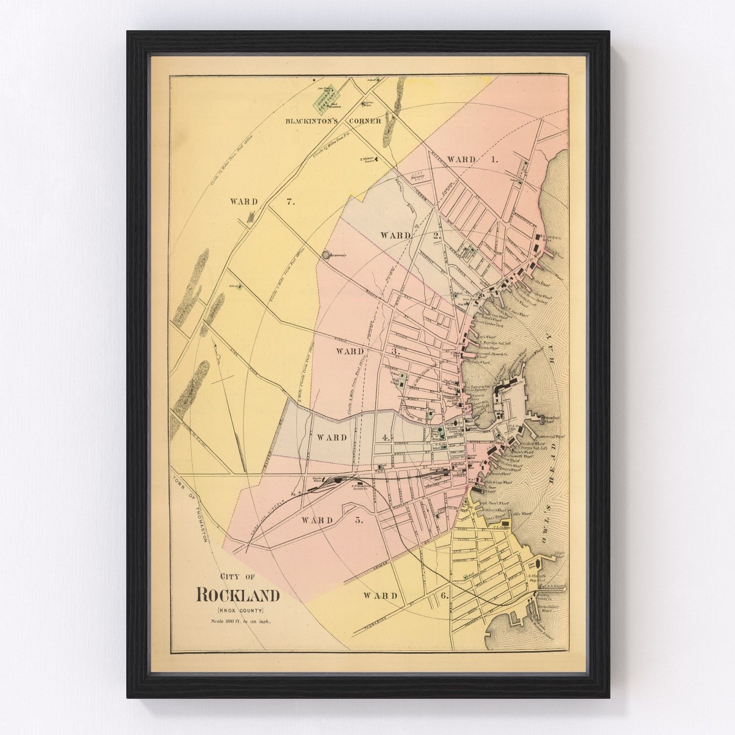 Vintage Map of Rockland, Maine 1894