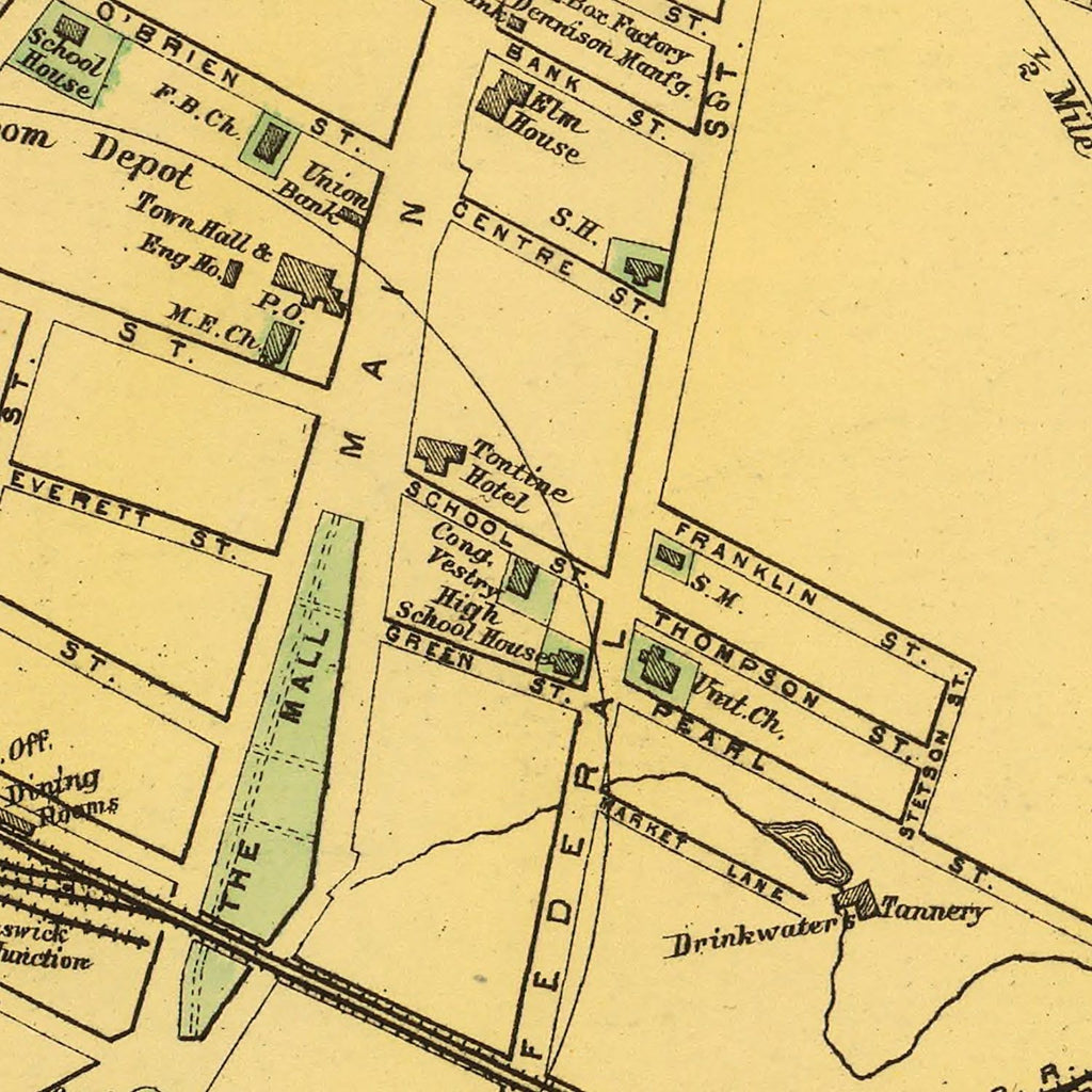 Vintage Map of Brunswick, Maine 1894